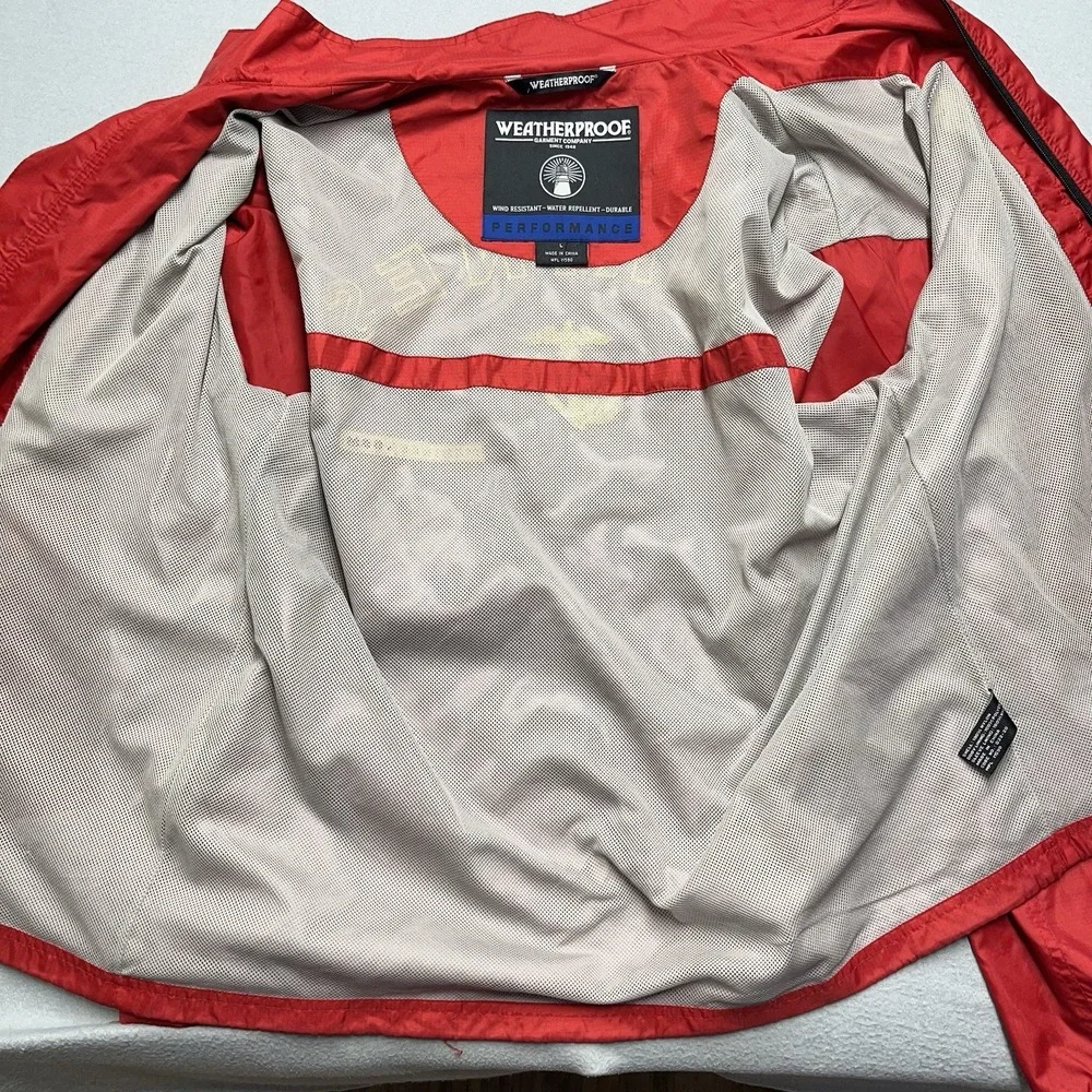 Vintage Weatherproof Mens Red US Marines Zip Down Windbreaker Jacket Size Large - Picture 4 of 11